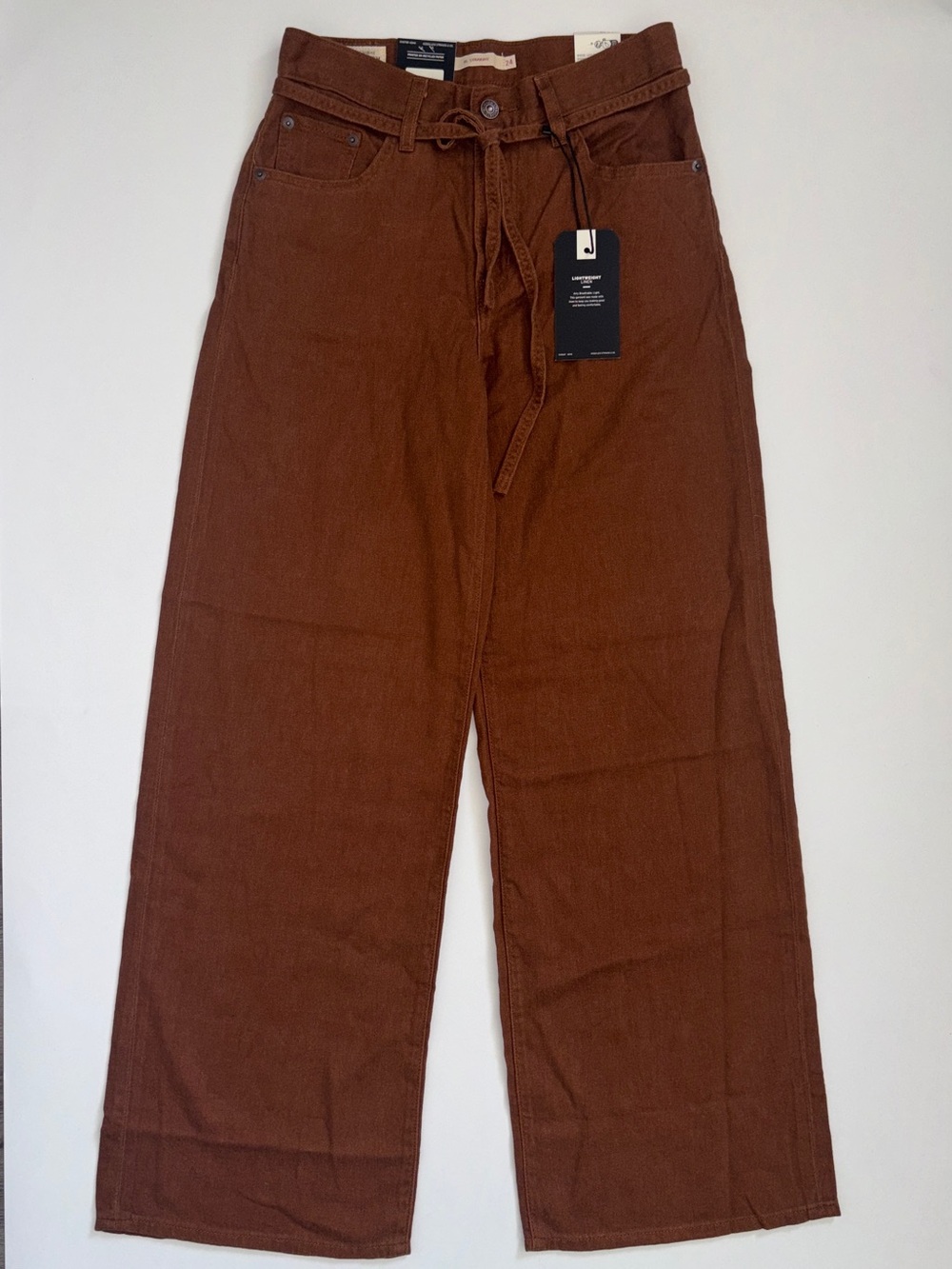 NWT Levi’s Premium XL Straight Linen Pants Size 24 Sorrel Horse Brown